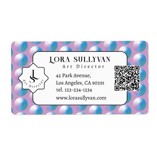 Vibrant gradient circles Geometric Modern Blue. ラベル (正面)