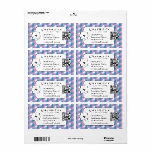 Vibrant gradient circles Geometric Modern Blue. ラベル (フルシート)