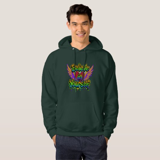 Vibrant Graffiti Believe in Yourself Hoodie - パーカ (正面フル)