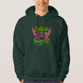 Vibrant Graffiti Believe in Yourself Hoodie - パーカ