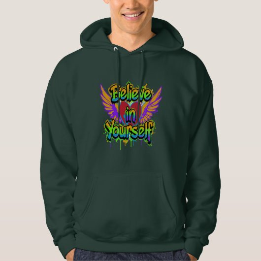Vibrant Graffiti Believe in Yourself Hoodie -  パーカ (正面)