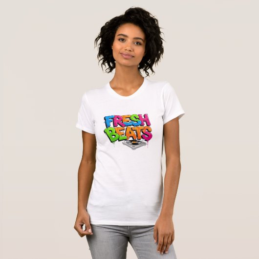 Vibrant Graffiti Fresh Beats DJ Turntable T-Shirt Tシャツ (正面フル)