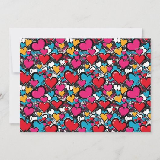 Vibrant Graffiti Hearts Colorful Personalized ノートカード (裏面)