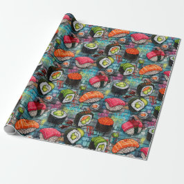 Vibrant Graffiti Sushi Wrapping Paper ラッピングペーパー