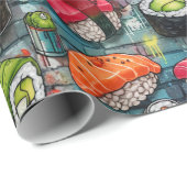 Vibrant Graffiti Sushi Wrapping Paper ラッピングペーパー (ロールコーナー)