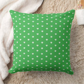 Vibrant Green and White Heart Pattern クッション (ブランケット)