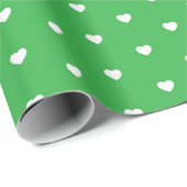 Vibrant Green and White Heart Pattern ラッピングペーパー (ロールコーナー)