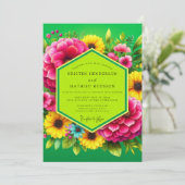 Vibrant Green Floral Summer Wedding 招待状 (スタンド正面)
