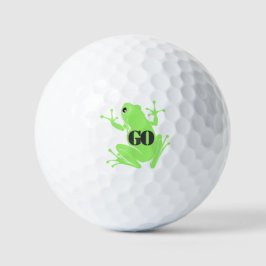 Vibrant Green Frog Illustration "GO" Custom ゴルフボール