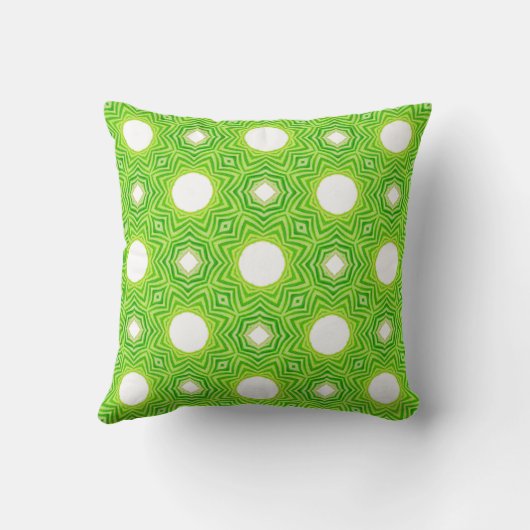 Vibrant Green Geometric Star & Circle Pattern Thro クッション (裏面)