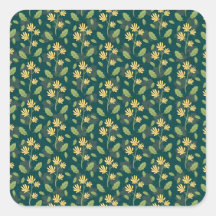 Vibrant Green Pattern with Yellow Flowers & Leaves
