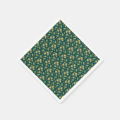 Vibrant Green Pattern with Yellow Flowers & Leaves スタンダードカクテルナプキン (角)