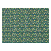 Vibrant Green Pattern with Yellow Flowers & Leaves テーブルクロス (正面(横))