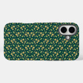 Vibrant Green Pattern with Yellow Flowers & Leaves Case-Mate iPhoneケース (裏面 (横))