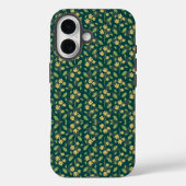 Vibrant Green Pattern with Yellow Flowers & Leaves Case-Mate iPhoneケース (裏面)