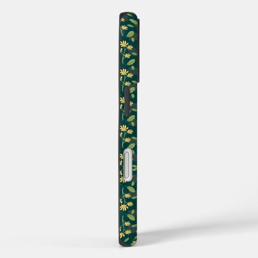 Vibrant Green Pattern with Yellow Flowers & Leaves Case-Mate iPhoneケース (裏面 / 右)