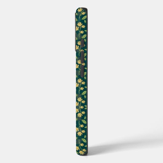 Vibrant Green Pattern with Yellow Flowers & Leaves Case-Mate iPhoneケース (裏面 / 左)