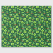 Vibrant Green Shamrock Leprechaun Pattern Art ラッピングペーパー (フラット)
