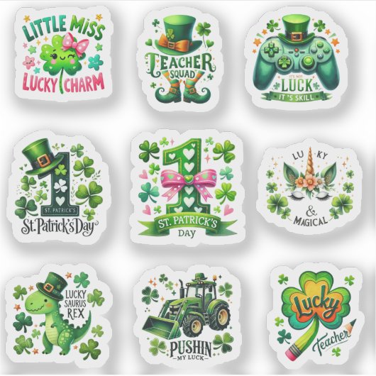 Vibrant Green St. Patrick’s Day Kids Pack シール (正面)