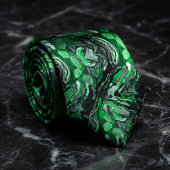 Vibrant Green Swirl Marble ネクタイ