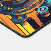 Vibrant Grunge Cyberpunk Mechanical Engine Gear デスクマット (コーナー)