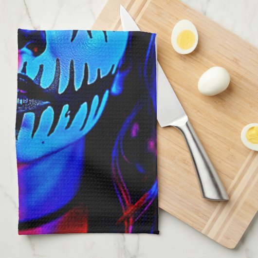 Vibrant Halloween Makeup Art キッチンタオル (四つ折り)