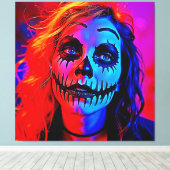 Vibrant Halloween Makeup Art キャンバスプリント (インサイチュ (ウッドフロア))