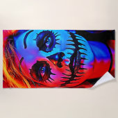 Vibrant Halloween Makeup Art ビーチタオル (正面)