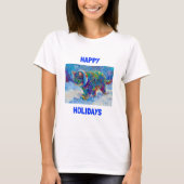 Vibrant Happy Holidays Cat Celebration Tee Tシャツ (正面)