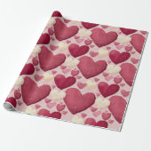 Vibrant Heart Pattern Wrapping Paper - Pink, Red,  ラッピングペーパー (アンロールド)