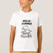  Vibrant Hello Summer | Colorful Ocean Animals Tシャツ (正面)