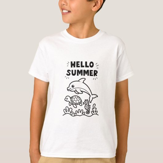 Vibrant Hello Summer | Colorful Ocean Animals Tシャツ (正面)