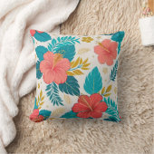 Vibrant Hibiscus Floral クッション (ブランケット)