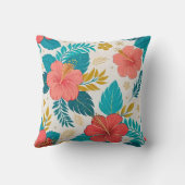 Vibrant Hibiscus Floral クッション (裏面)