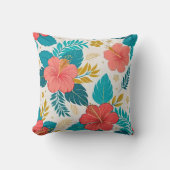 Vibrant Hibiscus Floral クッション (正面)