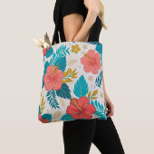 Vibrant Hibiscus Floral トートバッグ (クローズアップ)