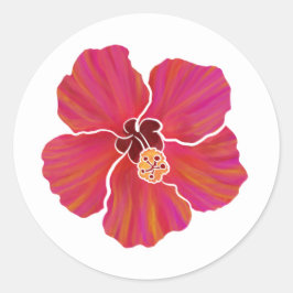 Vibrant Hibiscus Sticker Sheet for Party Planning  ラウンドシール
