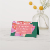 Vibrant Hibiscus Tropical Wedding Place Card プレイスカード (正面)