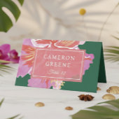 Vibrant Hibiscus Tropical Wedding Place Card プレイスカード