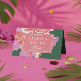 Vibrant Hibiscus Tropical Wedding Place Card プレイスカード