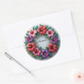 Vibrant Hibiscus Wreath ラウンドシール (封筒)