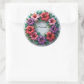 Vibrant Hibiscus Wreath ラウンドシール (バッグ)