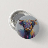 Vibrant Highland Coo Badge - Highland Cow Button 缶バッジ (正面&裏面)