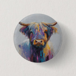 Vibrant Highland Coo Badge - Highland Cow Button 缶バッジ