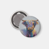 Vibrant Highland Coo Gift - Highland Cow Magnet マグネット (正面/裏面)