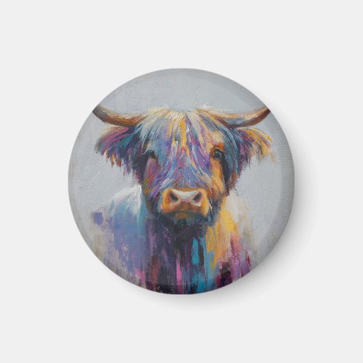 Vibrant Highland Coo Gift - Highland Cow Magnet マグネット (正面)