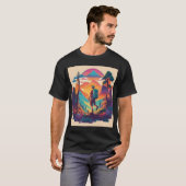 Vibrant Hiker in a Sunset Forest  Tシャツ (正面フル)