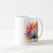 Vibrant Holi Peacock Watercolor Art Coffee Mug コーヒーマグカップ (正面右)