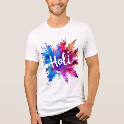 Vibrant Holi Splash Graphic Tee トライブレンドTシャツ (正面)