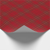 Vibrant Holiday Red and Gold Plaid ラッピングペーパー (角)
